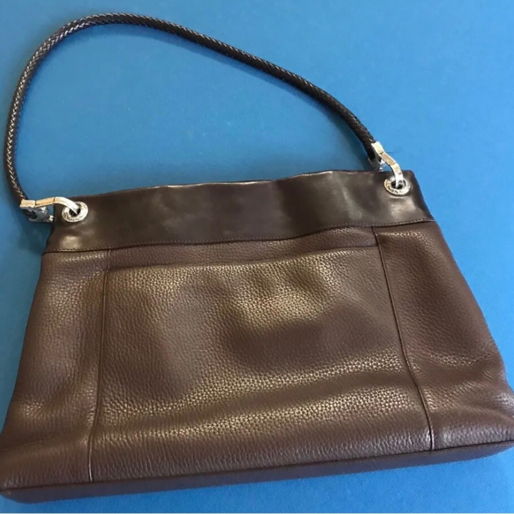 Brighton Handbag, Slim Brown Large Envelope Leather Shoulder Bag, Pre-owned - Picture 2 of 5